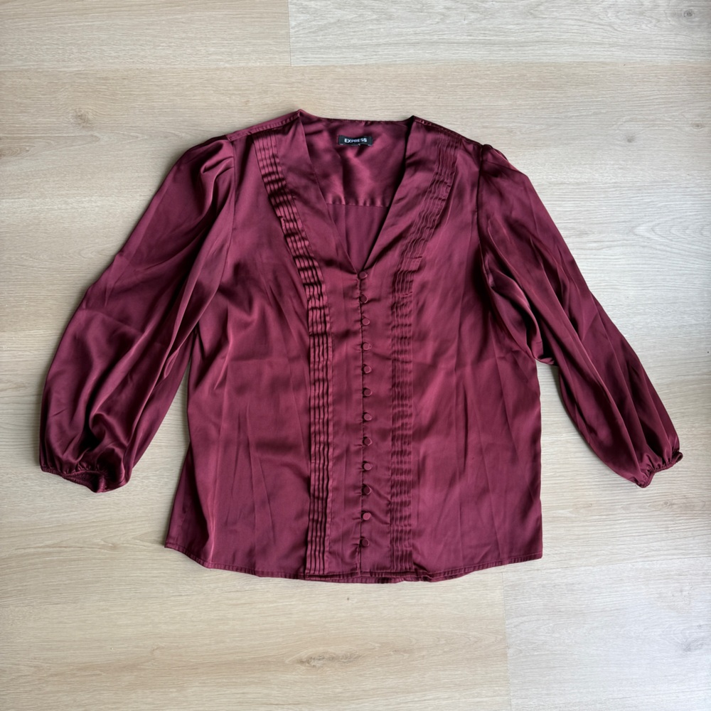 Express Deep Red Satin Blouse